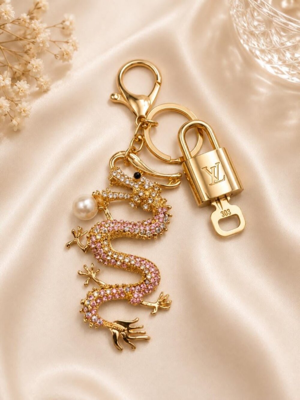 Louis Vuitton Gold Lock 🔑 Authentic LV Padlock + Bag Unbranded Dragon Charm